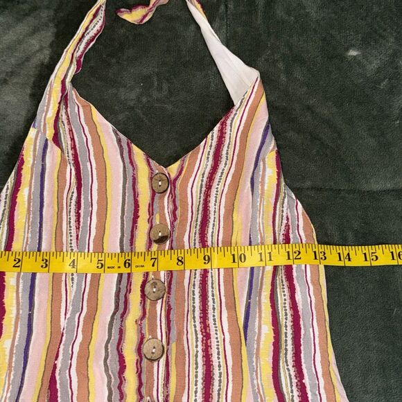 Skylar + Madison Romper Womens Small Multicolor Striped Halter Neck Button Front - Picture 3 of 8